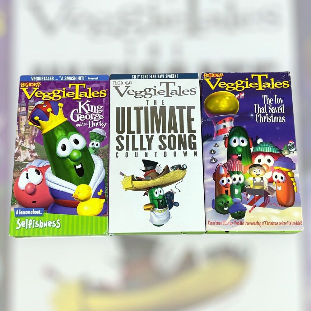 Veggie Tales VHS Lot of 3 King George Ducky Ultimate Silly Songs Saved Christmas